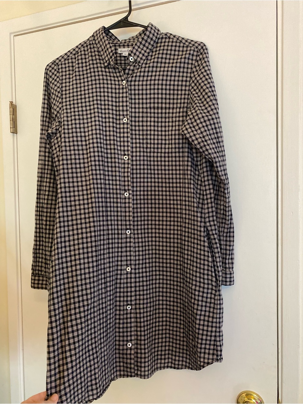 Steven Alan Black & White Gingham Button-Down Shirt Dress